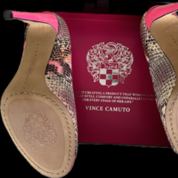 Vince Camuto Designer Leather 4"heal Open toe shoes hot pink size 7.5 - Picture 8 of 11